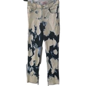 Revice Denim High Rise Jeans Navy Blue White Bleach Dyed Womens Size 27 USA Made